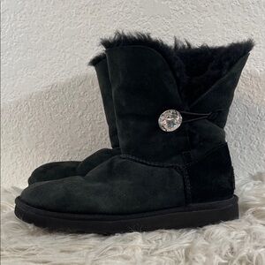 UGG Australia Bailey Crystal Button Bling Black Boots 3349 Size 8